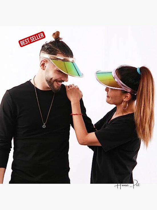 2 Pack Clip-on Sun Visor Hats Clear Iridescent Outdoor Sport Caps main image 3